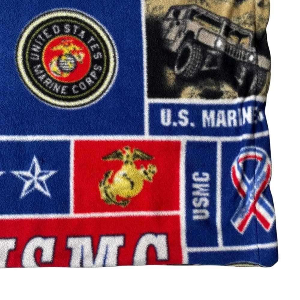 USMC Marine Corps Fleece Pillowcase Marines Flag Military Tank Standard Pillow